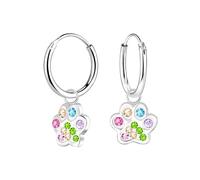 Monkimau Aros con huella de pata para niños y niñas, Pendientes, pendientes de botón, joyería para las orejas, de plata de ley 925, hipoalergénicos y sin níquel, 8 mm x 8 mm, para niños y