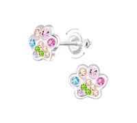 Monkimau Cierre de rosca con huella de pata para niños y niñas, Pendientes, pendientes de botón, joyas para las orejas, de plata de ley 925, hipoalergénico y sin níquel, 8,0 mm x 8,0 mm