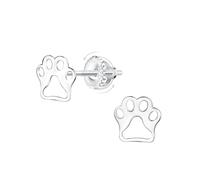 Monkimau Cierre de rosca con huella de pata para niños y niñas, Pendientes, pendientes de botón, joyas para las orejas, De plata de ley 925, Hipoalergénicos y sin níquel, 6,0 mm x 7,0 mm