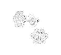 Monkimau Cierre de rosca con huella de pata para niños y niñas, Pendientes, pendientes de botón, joyas para las orejas, 925, plata de ley, hipoalergénico y sin níquel, 8,0 mm x 8,0 mm