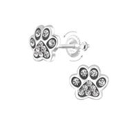 Monkimau Cierre de rosca con huella de pata para niños y niñas, Pendientes, pendientes de botón, joyas para las orejas, 925, plata de ley, hipoalergénico y sin níquel, 8,0 mm x 8,0 mm