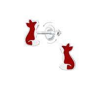 Monkimau Cierres de rosca zorro para niños y niñas, Pendientes, pendientes de botón, joyas para las orejas, 925, plata de ley, Hipoalergénicos y sin níquel, 5,0 mm x 7,0 mm, Para