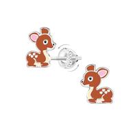 Monkimau cierres de tornillo con motivo de ciervo para niñas y jóvenes, pendientes, pendientes de botón, adornos para las orejas, de plata de ley 925, hipoalergénicos y sin níquel, 7,0 mm x 9,0 mm