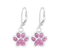 Monkimau Huella de pata Niños y niñas, Pendientes, pendientes de botón, joyería para las orejas, de plata de ley 925, hipoalergénica y sin níquel, 8 mm x 8 mm, para niños y niñas