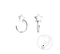 Monkimau Pendientes de aro medio con forma de estrella, pendientes de botón, joyería para las orejas, de plata de ley 925, para mujeres y niñas, hechos a mano idea para regalo