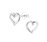 Monkimau Pendientes de corazón, pendientes de botón, joyas para las orejas, de plata de ley 925, para mujeres y niñas, hechos a mano, hipoalergénicos y una pequeña idea para regalo