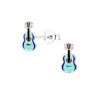 Monkimau Pendientes de guitarra para niñas, plata 925, niños: pendientes hipoalergénicos para niñas de 8 años, Pendientes médicos y pendientes de botón de plata de ley