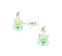 Monkimau Pendientes de guitarra para niñas, plata 925, niños: pendientes hipoalergénicos para niñas de 8 años, Pendientes médicos y pendientes de botón de plata de ley