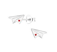 Monkimau Pendientes para niñas Paper Plane, pendientes de botón de plata de ley 925, pendientes para niñas hipoalergénicos
