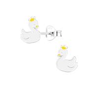 Monkimau Pendientes para niñas Swan, pendientes de botón de plata de ley 925, pendientes para niños hipoalergénicos