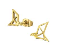 Monkimau Pendientes para niños con pájaro origami, acero quirúrgico, acero inoxidable, pendientes hipoalergénicos para niños, joyas para niñas, idea para regalo