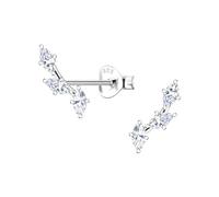 Monkimau Pendientes, pendientes de botón y adornos para las orejas con circonitas marquesa, de plata de ley 925, con cristales brillantes, tamaño del motivo aprox 4 x 12 mm