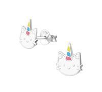 Monkimau Unicornio gato Pendientes de plata 925