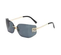 monmandi Gafas de sol de metal curvadas sin marco con estilo Y2k Millennium Hot Girl personalizado, populares lentes de sol de moda para fotografía callejera, Black