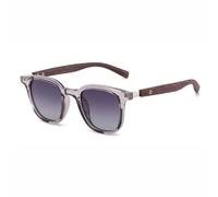 monmandi Gafas de sol para hombre, con hebilla de pierna de grano de madera, protección solar, resistentes a los rayos UV (gris, degradado)