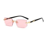 monmandi Gafas sin marco para hombres y mujeres, elegantes marcos cuadrados, sensación de gama alta, color gelatina, protección UV, lentes de sol de moda, Pink