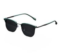 Monmandi Sunshade Metal Antique Mirror Glasses, of Fashionable and Universal Half-frame Stylish Square Sunglasses, Negro verde