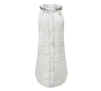 Monnaie Fleuri Abrigo de invierno para mujer, chaleco con capucha, abrigo cálido sin mangas con bolsillos, chaqueta acolchada para exteriores, chaqueta fluorescente, blanco, XXXL