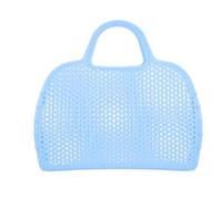 Monnëka Bolsa de Playa de Malla en Plástico Reciclable | Bolsa de verano ligera y desmontable, antiarena y de secado rápido | Ideal para piscina y vacaciones | serenity blue