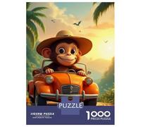 Mono 1000 Piezas Cartón Resistente Mono Driving A Car in Tropical Setting Puzzle para Adultos Adultos Portátil Horas Entretenimiento Rompecabezas Atractivo Ocio Casa 70x50cm/1000pcs