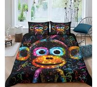 Mono 3D Impresión Funda Nórdica Funda De Edredón para Dormitorio Y Funda De Almohada Juego De Cama Microfibra con Cremallera 3 Piezas Double(200x200cm)