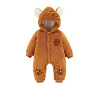 Mono Acolchado para Bebé Niño con Capucha Abrigo Invierno Térmico Cálido Confortable Manga Larga Jumpsuit Body Recién Nacido (Brown, 4-6 Months)