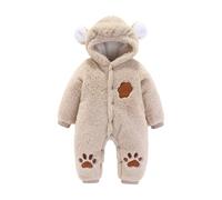 Mono Acolchado para Bebé Niño con Capucha Abrigo Invierno Térmico Cálido Confortable Manga Larga Jumpsuit Body Recién Nacido (Khaki, 1-3 Months)