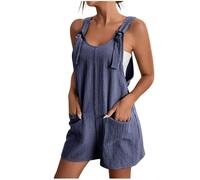 Mono Baggy Mujer Overall de una pieza Cómodos Jumpsuit Elegante Suave Corto Mono entero Oversize Vintage Playsuit Pantalones Baggy Sin Mangas Suelta Ajustable Correas Peto Premaman, Marina militar., M