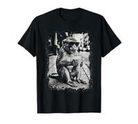 Mono Bebiendo Café Helado Divertido Macaco Mono Meme Humor Camiseta