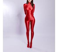 Mono brillante de cuerpo completo con tela elástica de nailon y elastano para mujeres que practican moldear el cuerpo y fitness (XL rojo)