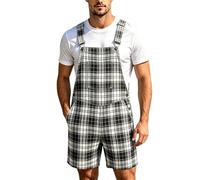 Mono británico a cuadros con tirantes para ocasiones informales para hombre, diseño clásico que combina estilo y comodidad para la moda casual moderna, Negro , 4XL