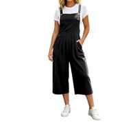 Mono Casual de Estilo Mono Liso sin Tirantes y de Pierna Ancha, cómodo para Uso Diario. (Black, M)