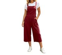 Mono Casual de Estilo Mono Liso sin Tirantes y de Pierna Ancha, cómodo para Uso Diario. (Red, XXL)