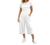 Mono Casual de Estilo Mono Liso sin Tirantes y de Pierna Ancha, cómodo para Uso Diario. (White, XXL)