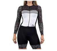 Mono Ciclismo Mujer Manga Larga Transpirable - Body Triathlon Combinado Bici y Carrera para Carretera, Mono Integral Una Pieza | Badana Profesional | Tejido Elástico Secado Rápido (Set-12,5x_l)