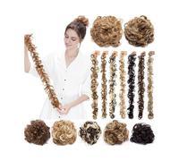 Moño Coleteros de pelo rizado desordenado con fibras sintéticas largas y elásticas for extensiones cabello Postizos(6AH613)