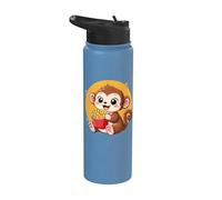 Mono Comiendo Papas Fritas Divertido Kawaii Animal Food Lover Stainless Steel Insulated Water Bottle