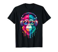 Mono con Auriculares y Gafas de Sol EDM Rave Chimp Art Camiseta
