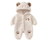 Mono con Chaleco de Pelo para niñas, Adorable diseño de Oso, Forro Polar Acogedor, para bebés pequeños, Conjunto de Invierno, Capucha con Orejas, Patucos, broches, marrón, Tallas 0-12 Meses.
