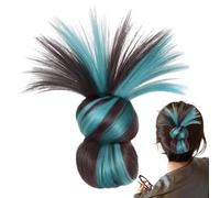 Moño con clip para mujer, moño de pelo sintético con plumas, peluca sintética para mujeres y niñas, uso diario, festival de animación