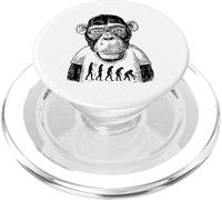 Mono con Gafas Y Divertida Teoría De La Evolución Contraria PopSockets PopGrip para MagSafe