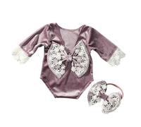Mono con lazo sin espalda y accesorios para la cabeza para bebé recién nacido de 0 a 1 mes, accesorio de sesión de fotos, 2 unidades
