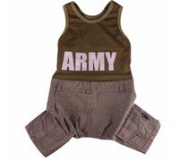 Mono con tirantes para perros "ARMY" verde, 65% Dto.