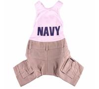 Mono con tirantes para perros "NAVY" blanco beige, 70% Dto.