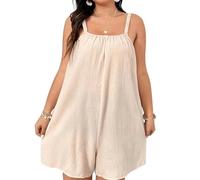 Mono con tirantes y bolsillos que se puede llevar sobre un mono y ropa de descanso, blanco leche, 5XL