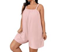 Mono con tirantes y bolsillos que se puede llevar sobre un mono y ropa de descanso, rosa, 3XL