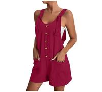 Mono corto con tirantes para mujer - Mono corto para mujer Reino Unido sin mangas - Vestido de mameluco para mujer, talla 14, traje de bandeauPlaysuit talla 18, overoles con bolsillos, trajes de