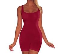Mono corto de una pieza para mujer, mono para mujer, ajustado, corto, traje de pantalón, deportivo, elegante, sin mangas, moldeador, rectangular, sexy, mono de verano, monocolor, cómodo, talla única,