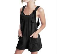Mono Corto de Verano de Color Liso para niñas (Black, 7-8 Years)