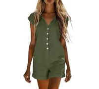 Mono Corto Mujer Marcel Mangas De Ocio Combishorts Con Tirantes Monos Playa Verano Rompers Playa Sueltos Casual Mono Con Bolsillo Pantalones Cortos Mamelucos, verde, S (s)